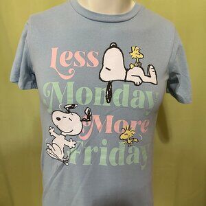 Peanuts Snoopy Less Monday More Friday Men's Blue Shirt Small